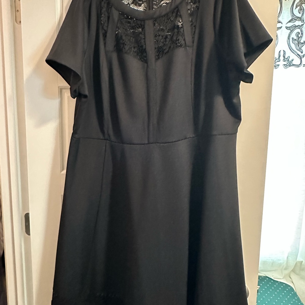 Elegant Black Satin & Lace Dress